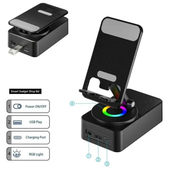 Picture of WYS-2301BT 3-in-1 Bluetooth Speaker with Phone Stand & Power Bank Multifunctional device
