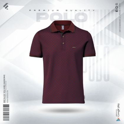 Picture of Single Jersey Knitted Cotton Polo - Maroon