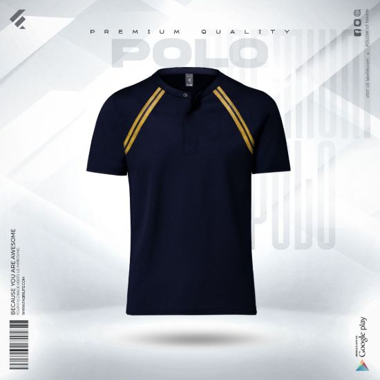 Picture of Premium Designer Edition Double PK Cotton Polo - Sapphirish
