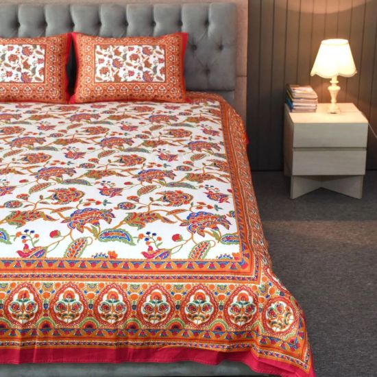 Picture of Blossom Dreams Print Bed Sheet – Persian Red
