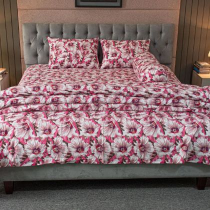 Picture of China Rose Print – Pink Comforter Bedding Set (5Pcs)