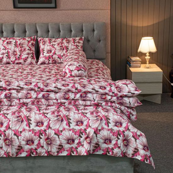 Picture of China Rose Print – Pink Comforter Bedding Set (5Pcs)