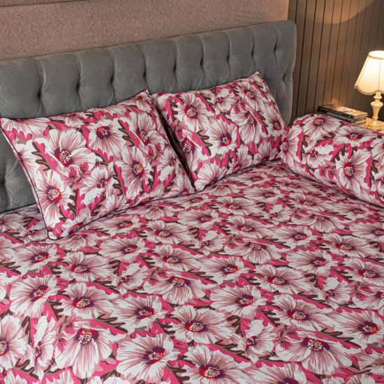 Picture of China Rose Print – Pink Comforter Bedding Set (5Pcs)