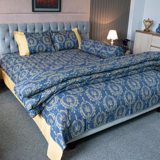 Picture of Navy Trophy Print Comforter Bedding Set (5Pcs)