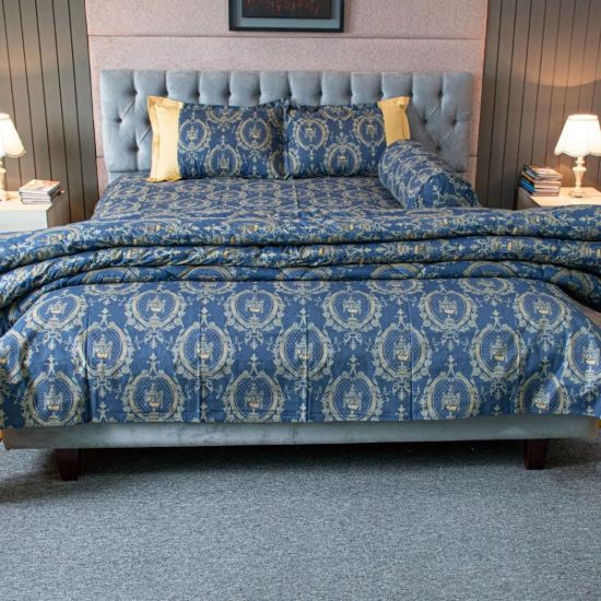 Picture of Navy Trophy Print Comforter Bedding Set (5Pcs)