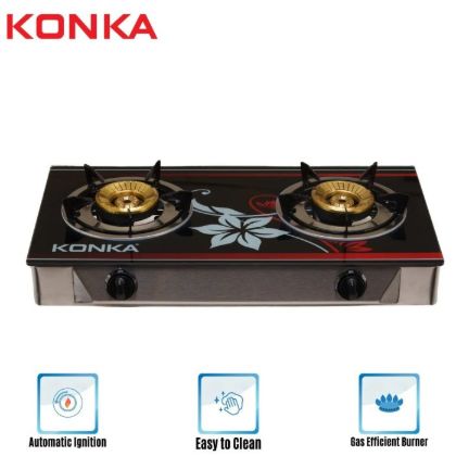 Picture of KGLPG603-2D KONKA GAS STOVE -GLASS TOP DOUBLE BURNER (LPG)