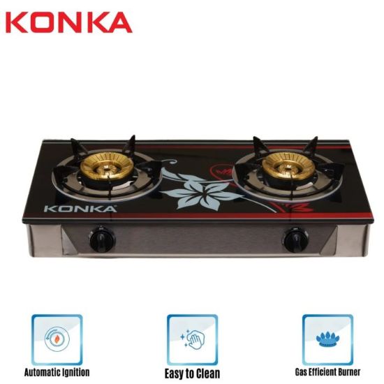 Picture of KGLPG603-2D KONKA GAS STOVE -GLASS TOP DOUBLE BURNER (LPG)
