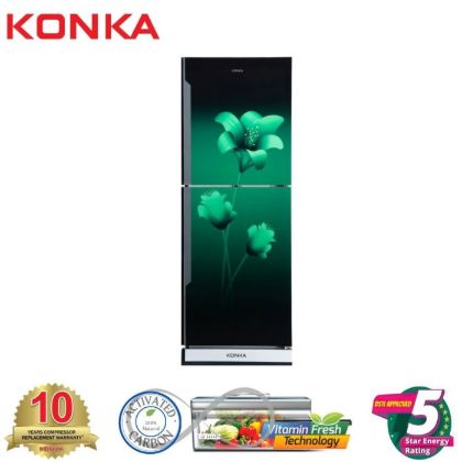 Picture of KONKA Refrigerator-KRB-270VB- 3D Green Lily, Bottom Freezer (270 LTR)