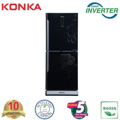 Picture of KONKA Refrigerator-KRT-315EIGB-Black, Upper Freezer, Digital Display with Inverter (315 LTR)