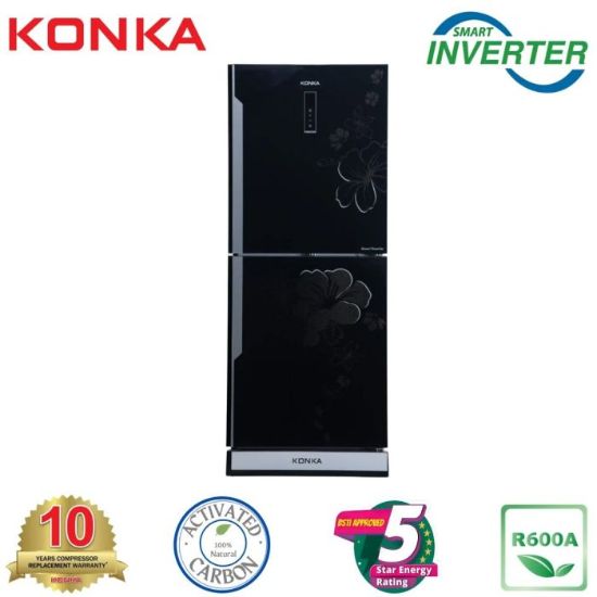 Picture of KONKA Refrigerator-KRT-315EIGB-Black, Upper Freezer, Digital Display with Inverter (315 LTR)