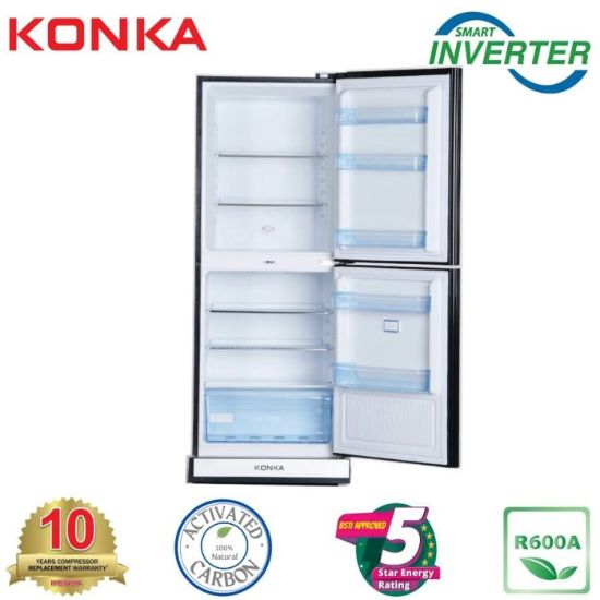 Picture of KONKA Refrigerator-KRT-315EIGB-Black, Upper Freezer, Digital Display with Inverter (315 LTR)