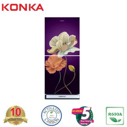 Picture of KONKA Refrigerator-KRT-200GB-3D Purple Magnolia-2-Door, Upper Freezer (200 Ltr)