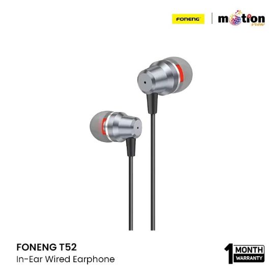 Picture of FONENG T52 In-Ear Metal Wired 3.5mm Earphone with Mic - Black