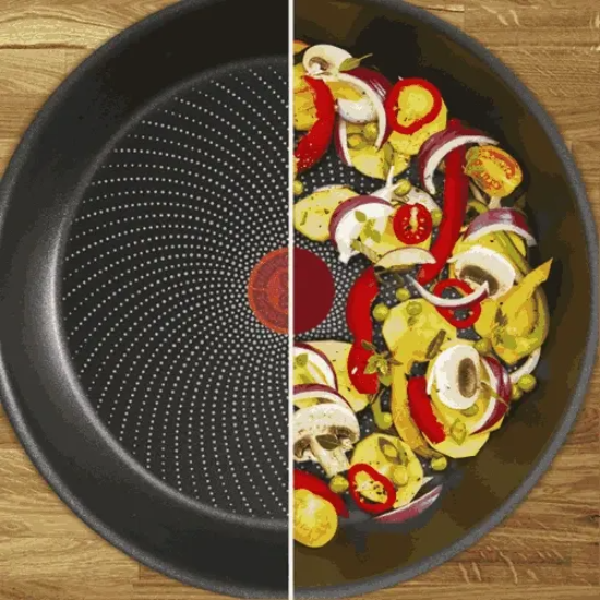 Picture of TEFAL GREYISH BLACK DELICIA KADAI 28 CM WITH GLASS LID