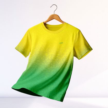 Picture of Premium Sports Active Wear T-shirt - Yellow & Green Contrast