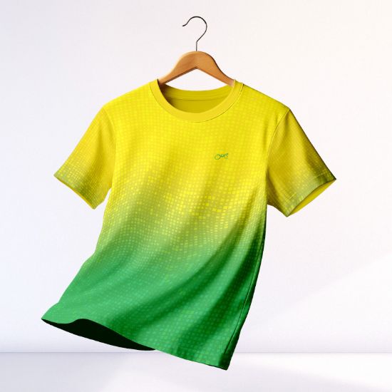 Picture of Premium Sports Active Wear T-shirt - Yellow & Green Contrast