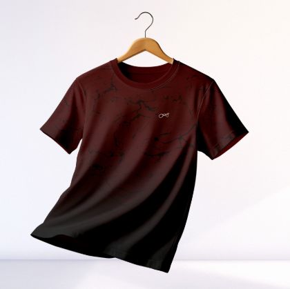 Picture of Premium Sports Active Wear T-shirt - Red Wine & Black Contrast