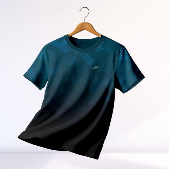 Picture of Premium Sports Active Wear T-shirt - Teal & Black Contrast