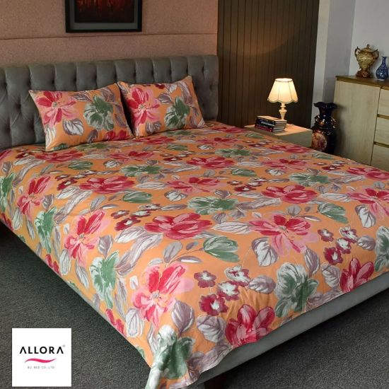 Picture of Watercolour Flora Printed Allora Bed sheet – Orange