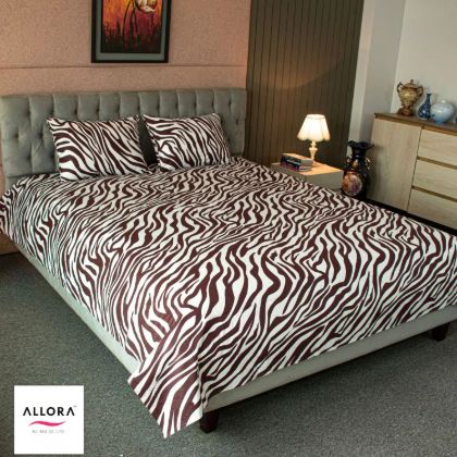 Picture of Zebra Printed King Allora Bed Sheet – Maroon