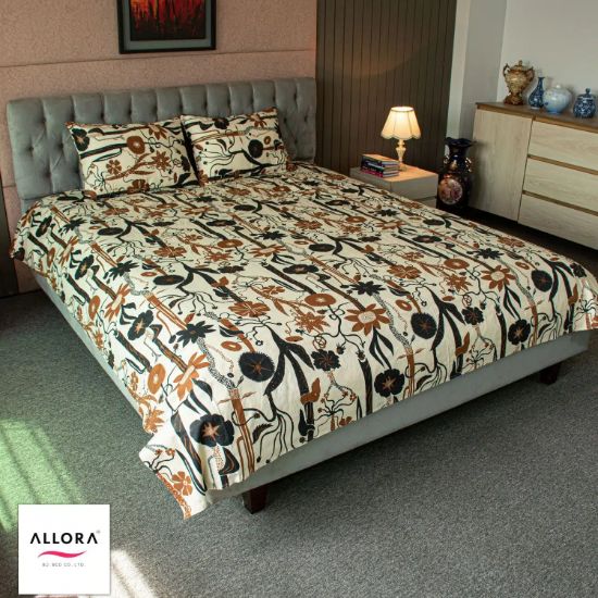 Picture of Allora Wild Petal Printed Bed Sheet – Black