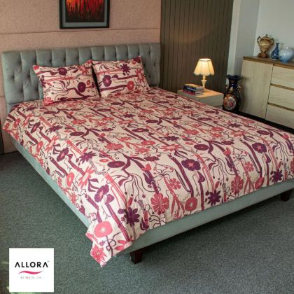 Picture of Allora Wild Petal Printed Bed Sheet – Wine