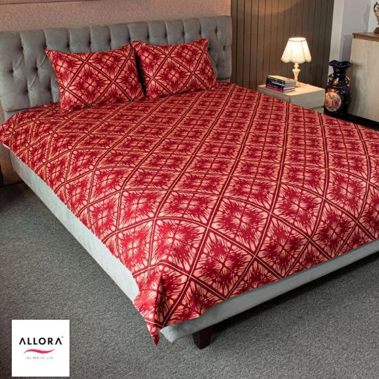 Picture of Maroon Pattern Printed Bed sheet