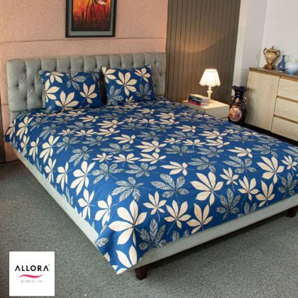 Picture of Leafscape Printed Bed Sheet – Blue