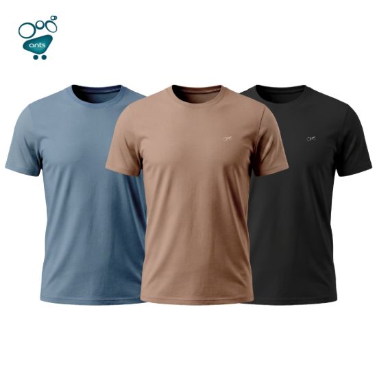 Picture of Mens Premium Blank T-shirt - Black, Light Coffee & Stellar Combo