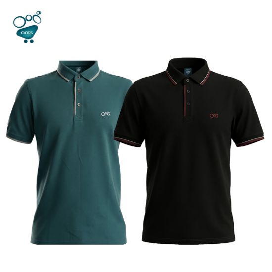 Picture of Premium Double PK Cotton Polo - Teal & Black Combo