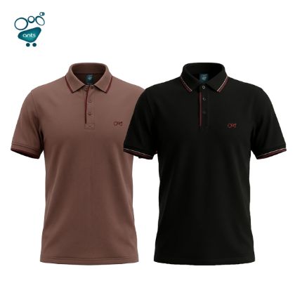 Picture of Premium Double PK Cotton Polo - Light Coffee & Black Combo