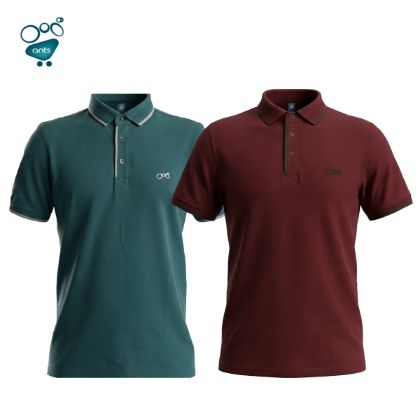 Picture of Premium Double PK Cotton Polo - Teal & Maroon Combo