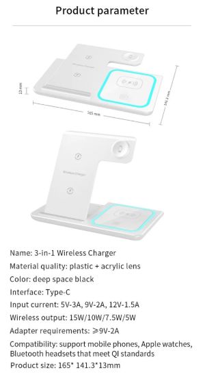 Picture of 3-in-1 Wireless Charger - Multifunction Phone Charging Stand