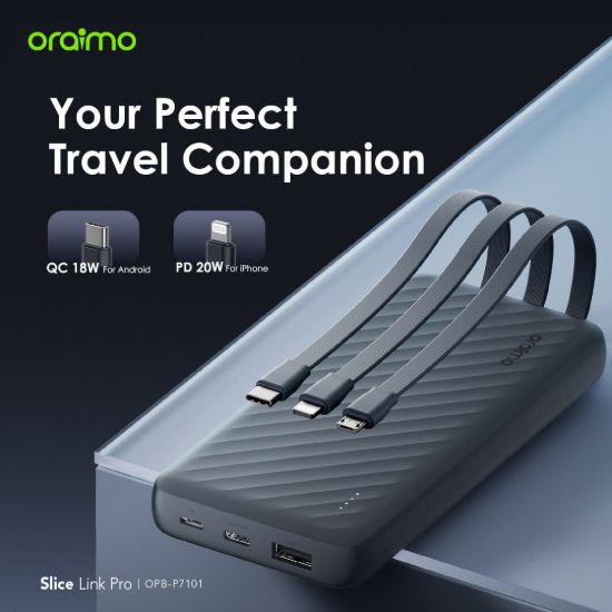 Picture of Oraimo Slice Link Pro 10,000mAh Power Bank | OPB-P7101 | 22.5W | Grey