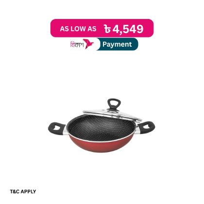 Picture of TEFAL RIO RED SIMPLY CHEF KADAI 28 CM WITH GLASS LID