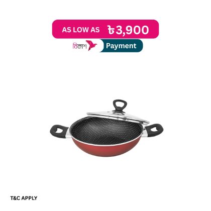 Picture of TEFAL RIO RED SIMPLY CHEF KADAI 24 CM WITH GLASS LID
