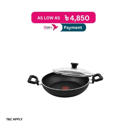 Picture of TEFAL GREYISH BLACK DELICIA KADAI 28 CM WITH GLASS LID