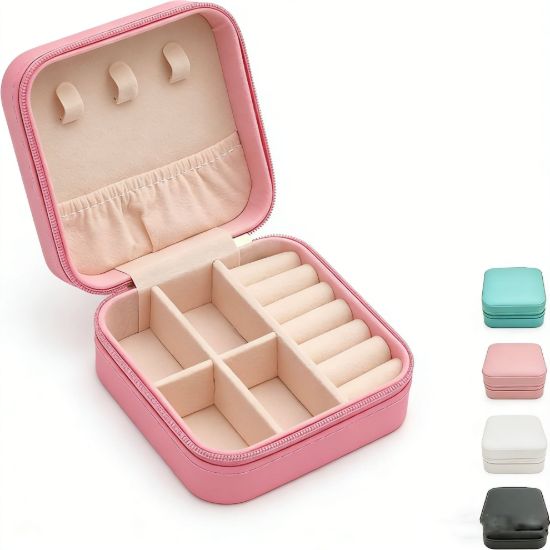 Picture of Women's Portable Mini PU Leather Jewelry Box-Baby Pink