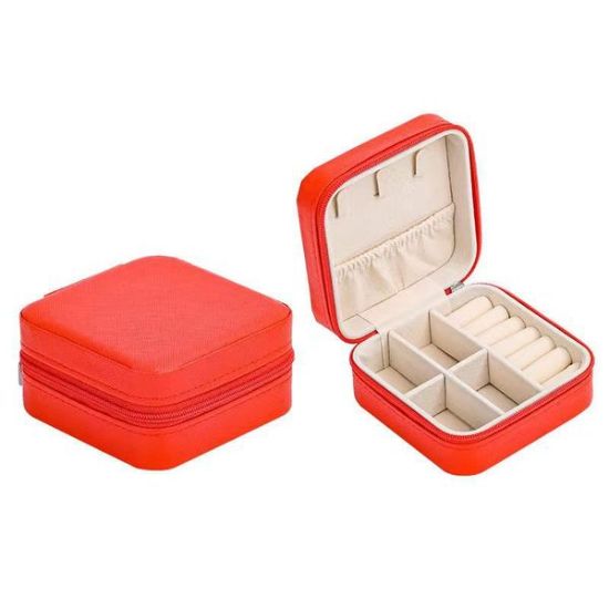 Picture of Women's Portable Mini PU Leather Jewelry Box-Red