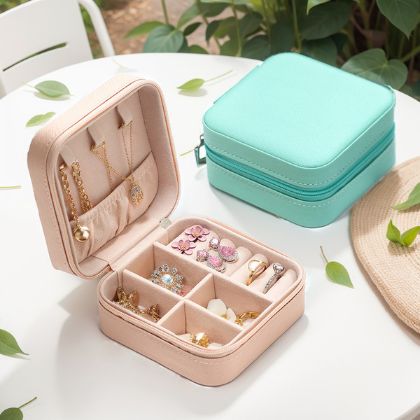 Picture of Women's Portable Mini PU Leather Jewelry Box-Deep Pink