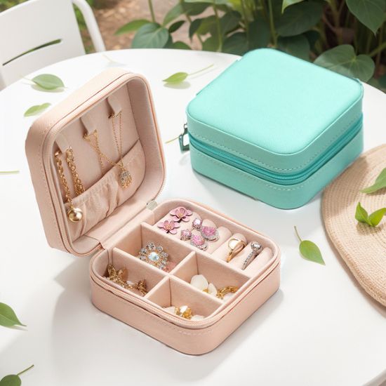 Picture of Women's Portable Mini PU Leather Jewelry Box-Deep Pink