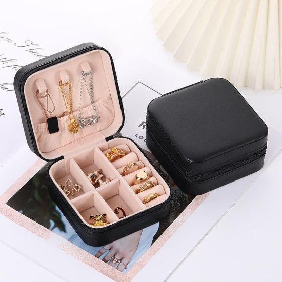 Picture of Women's Portable Mini PU Leather Jewelry Box-Black