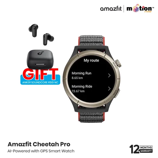 Picture of Amazfit Cheetah Pro 1.45" AMOLED Corning® Gorilla® Glass 3 Dual-Band GPS 5ATM Sports Design (Round)- Run Track Black