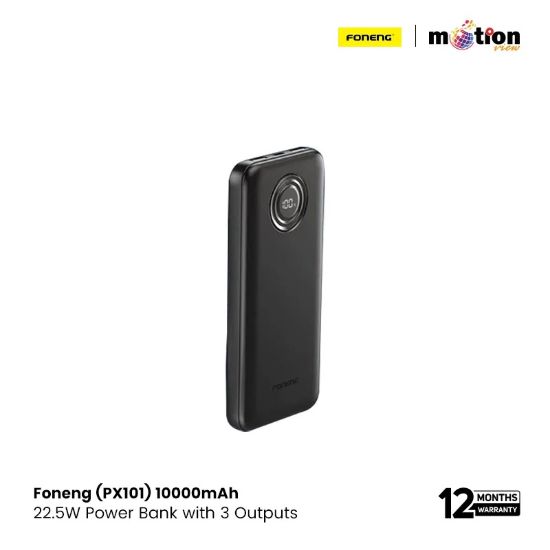 Picture of Foneng-PX101-10000mah-22.5w-with-3-outputs-Power-Bank---Black