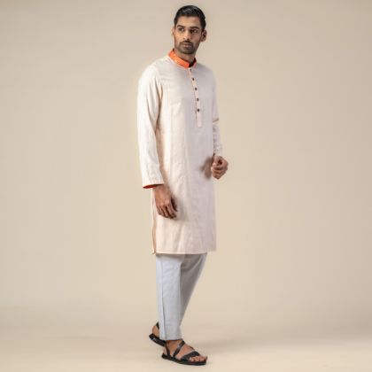 Picture of All over embroidery slim fit panjabi