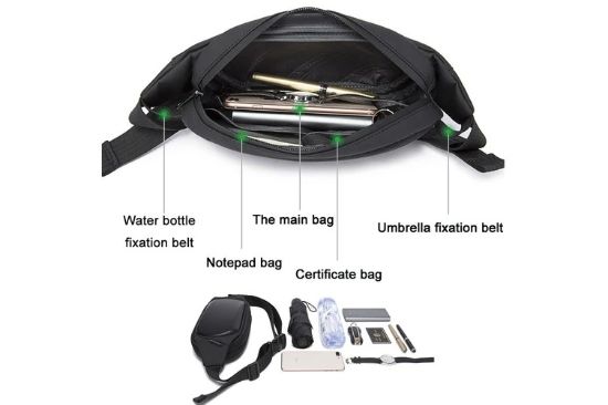Picture of BANGE 7266 Anti-Theft Chest Bag – Black Waterproof Crossbody for Travel & Daily Use