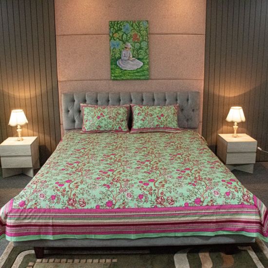 Picture of Bloom Garden Printed Bed Sheet – Green
