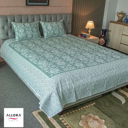 Picture of Coastal Calm Printed Bed Sheet – Green Harmony