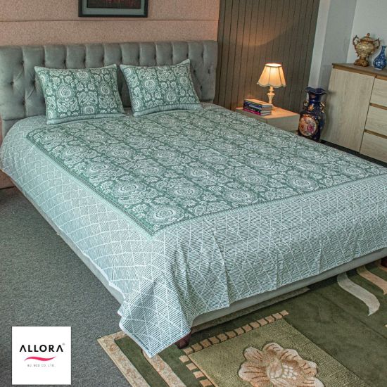 Picture of Coastal Calm Printed Bed Sheet – Green Harmony