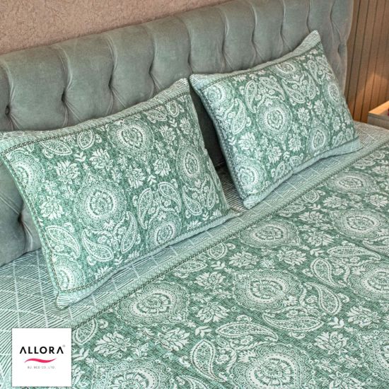 Picture of Coastal Calm Printed Bed Sheet – Green Harmony